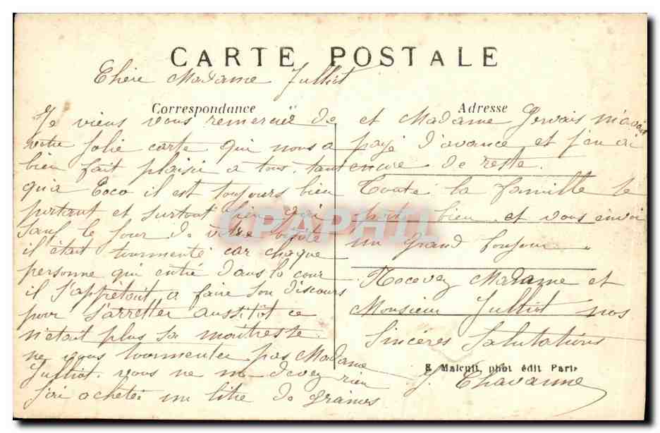 CPA Bois De Boulogne Le Moulin de Longchamps — Verso