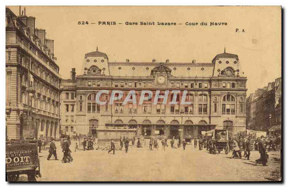 CPA Paris Gare Saint Lazere Cour du Havre