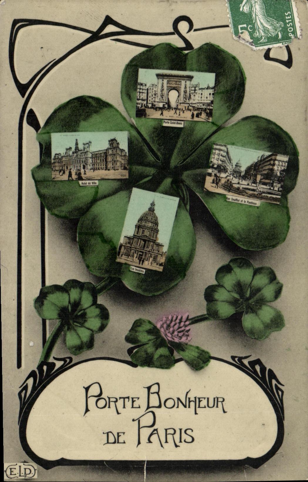 CPA Paris Porte Bonheur Trefle