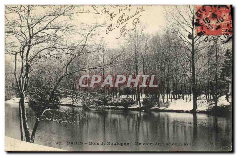 CPA Paris Bois de Boulogne Un Coin du Lac en hiver