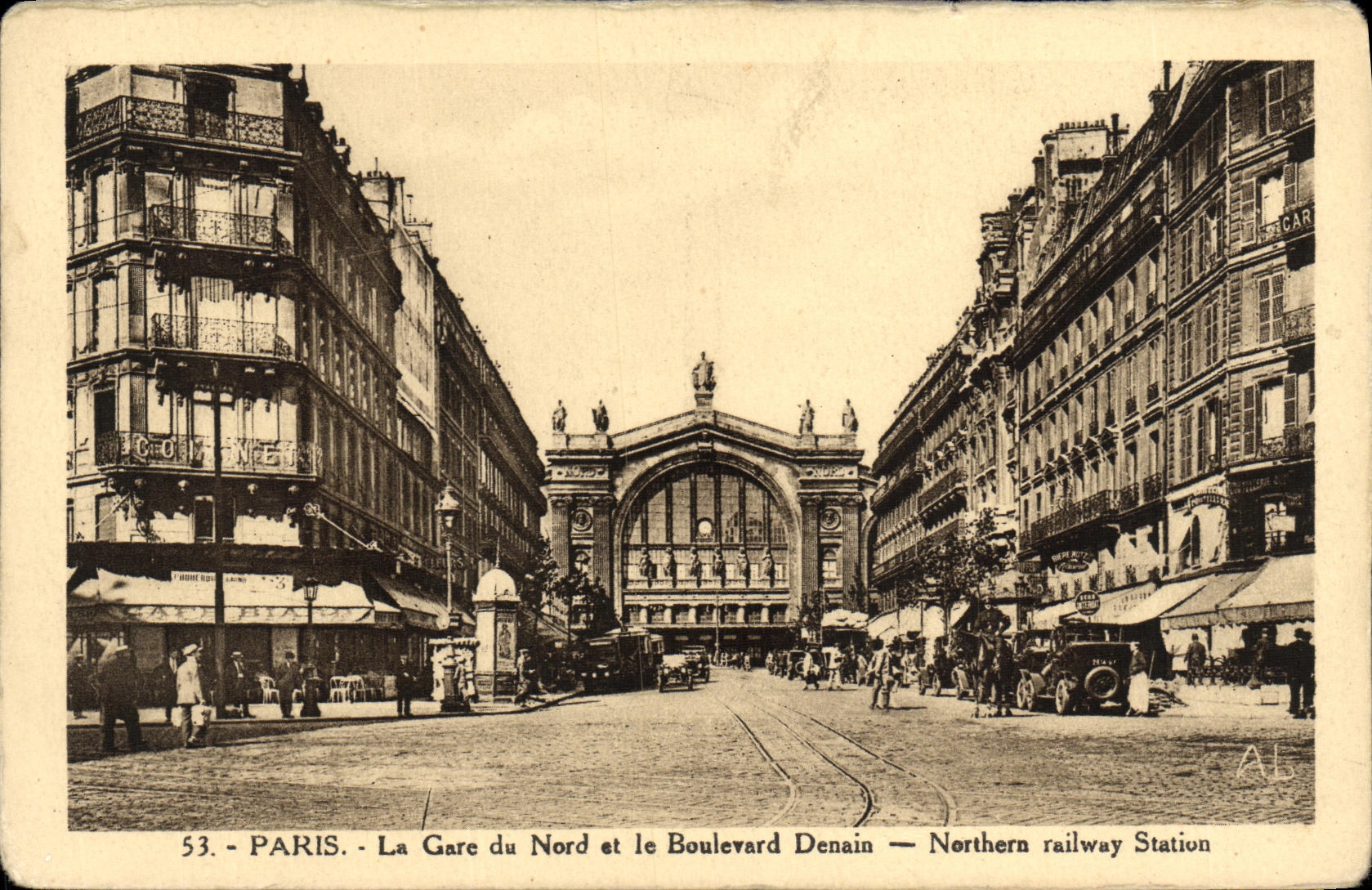 CPA Paris La Gare du Nord et le Boulevard Denain 