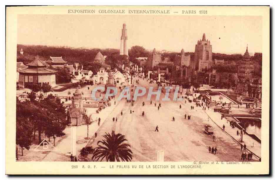 Le Palais vu de la Section de l'Indochine — Exposition Coloniale Internationale — Paris 1931 — G. Olinier et J. D. Lambert, Arch.