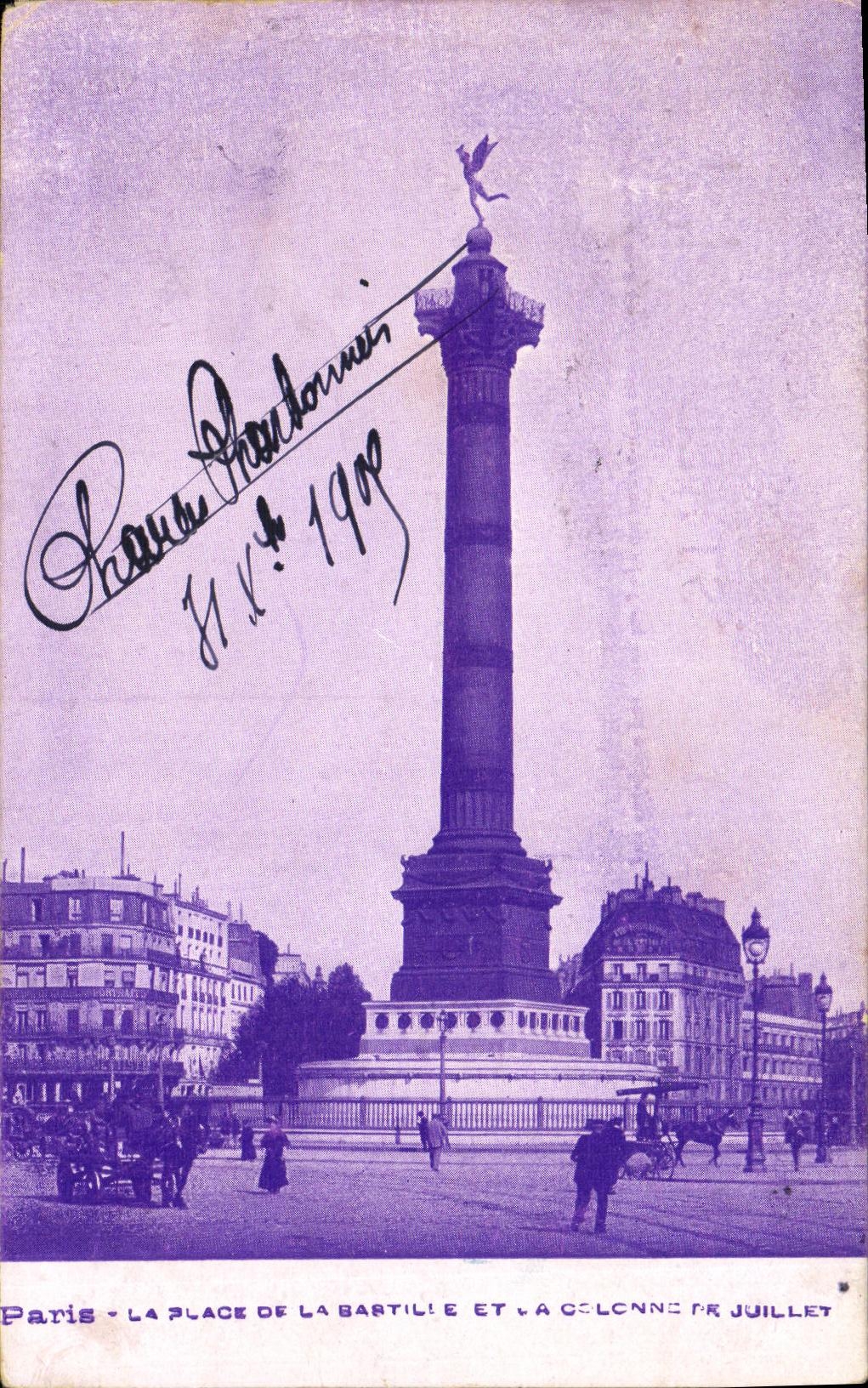 CPA Paris La Place de la Bastille et la colonne de Juillet 