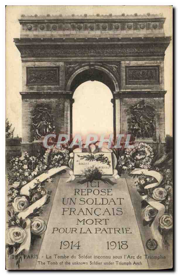 CPA Paris La Tombe du Soldat Inconnu Sous L Arc de Triomphe Militaria