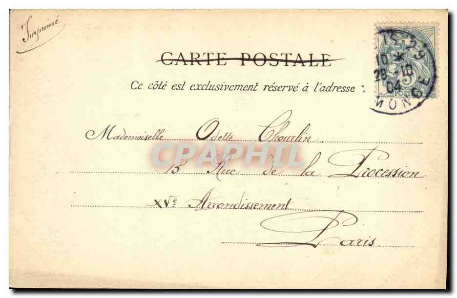 CPA Paris Jardin Du Grand Palais — Rückseite