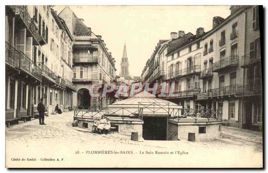 CPA Plombieres Les Bains Le Bain Romain et L Eglise