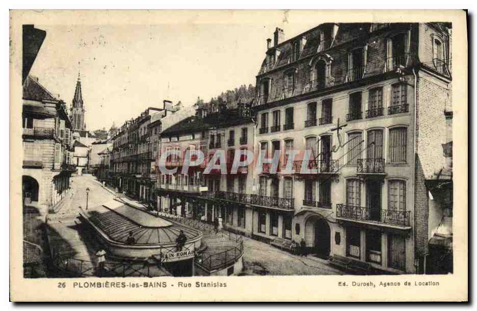 Antike Ansichtskarte Rue Stanislas Bain Romain, Plombières-les-Bains