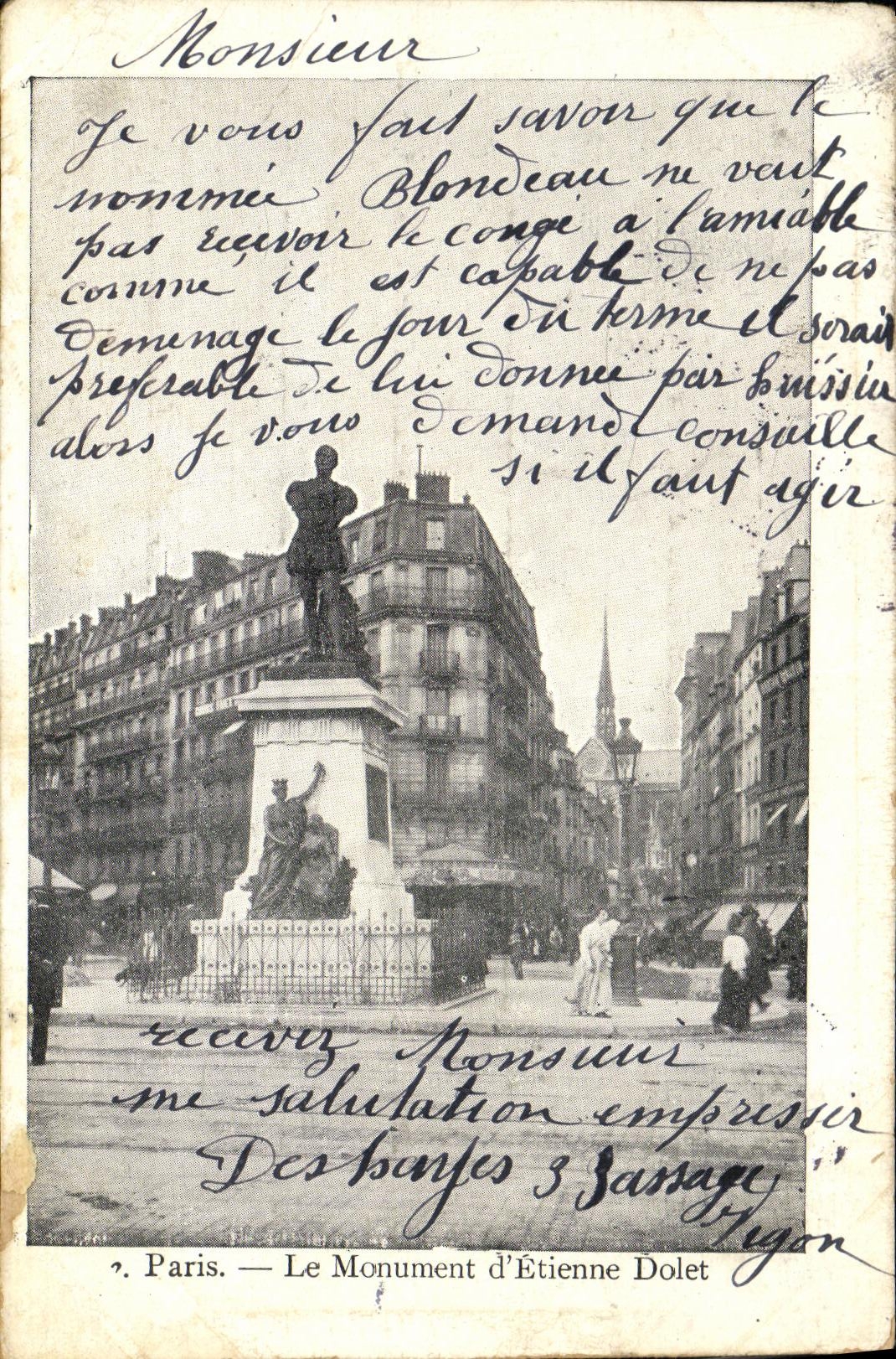 CPA Paris Le Monument d Etienne Dolet