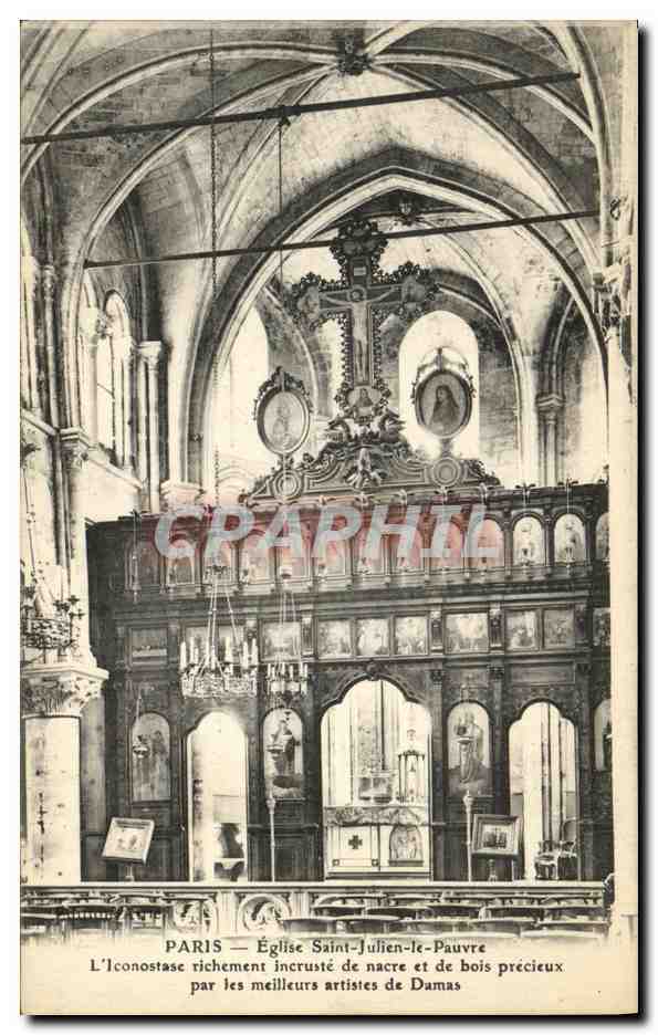 CPA Paris Eglise Saint Julien le Pauvre iconostase Damas