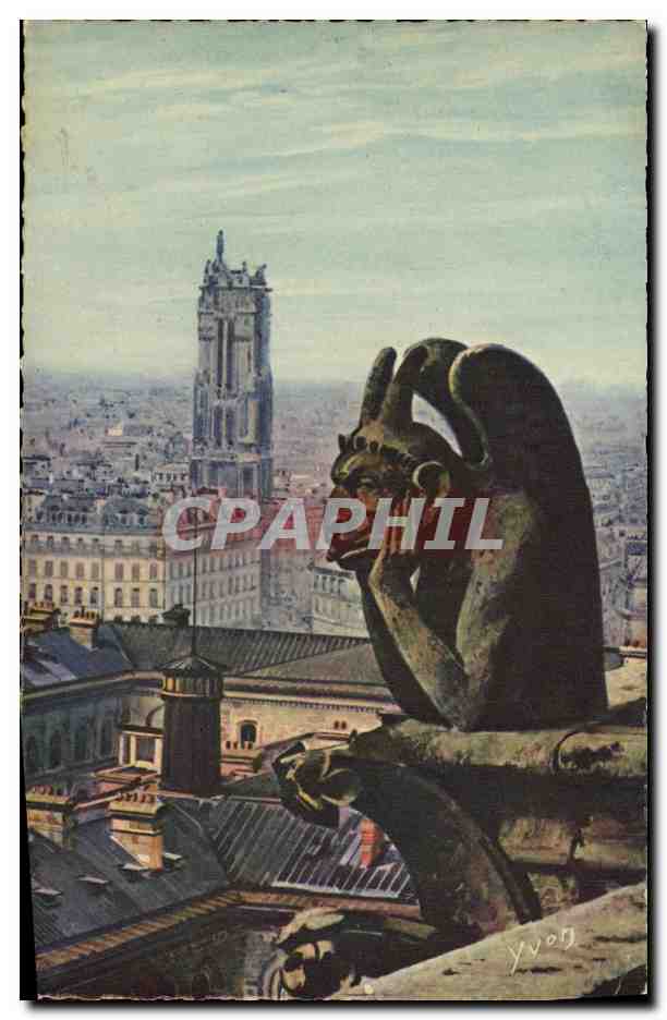 CPA Paris Notre Dame de Paris Detail de la Facade Chimere Le Stryge