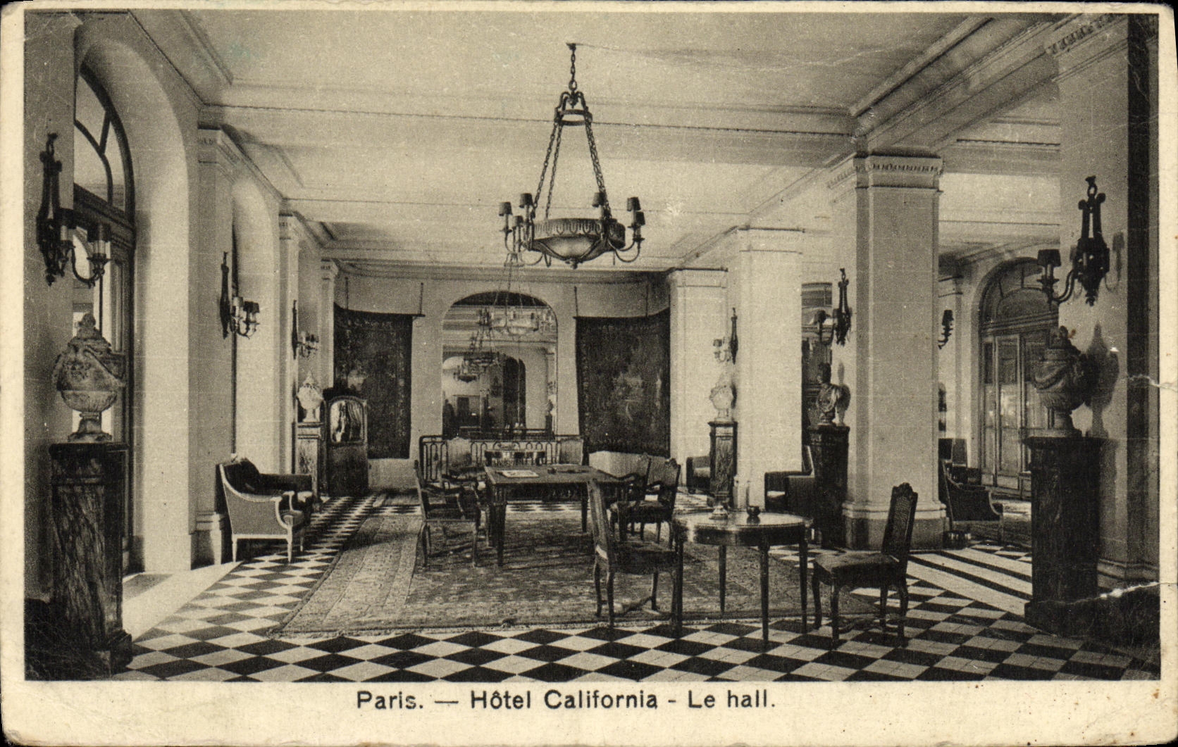 Cartolina d'epoca Parigi Hotel California Le Hall