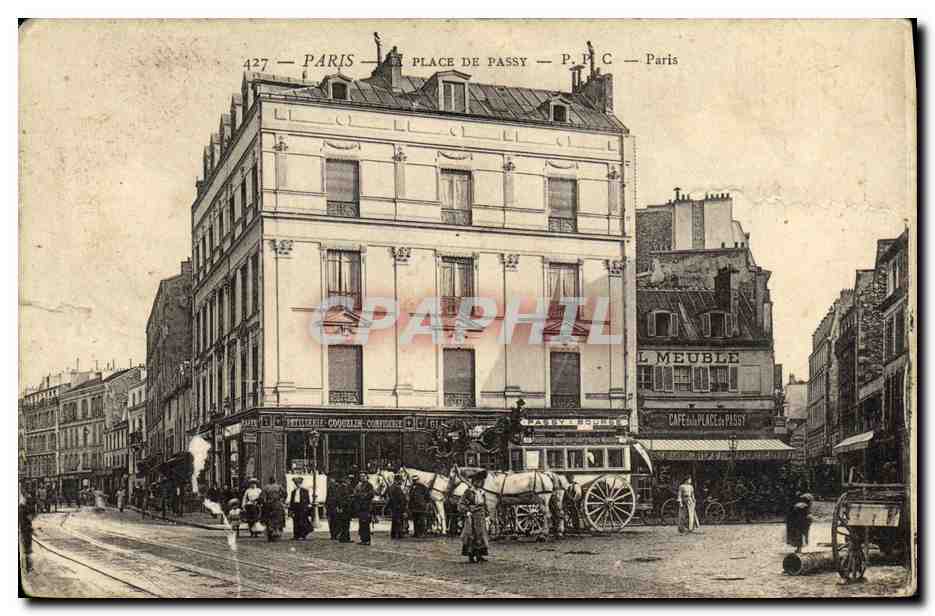 Vintage Postcard Paris Place De Passy Caleche