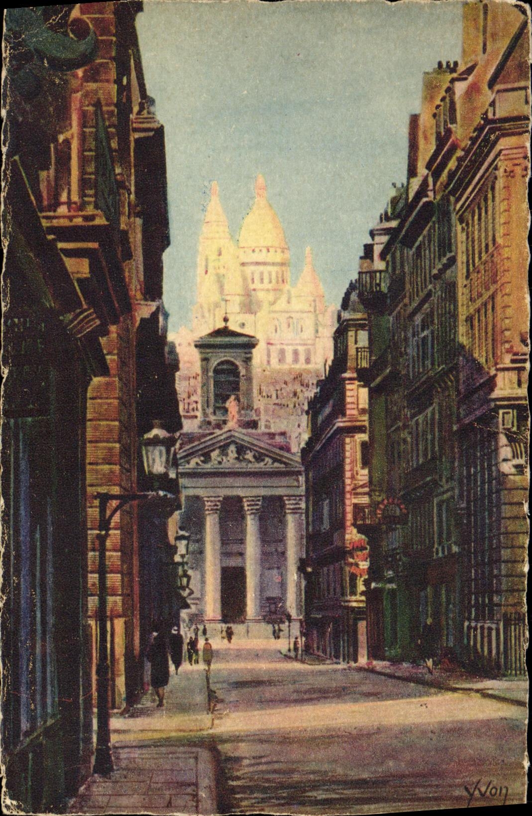 CPA Paris Le Sacre Coeur Vu de la Rue Laffite