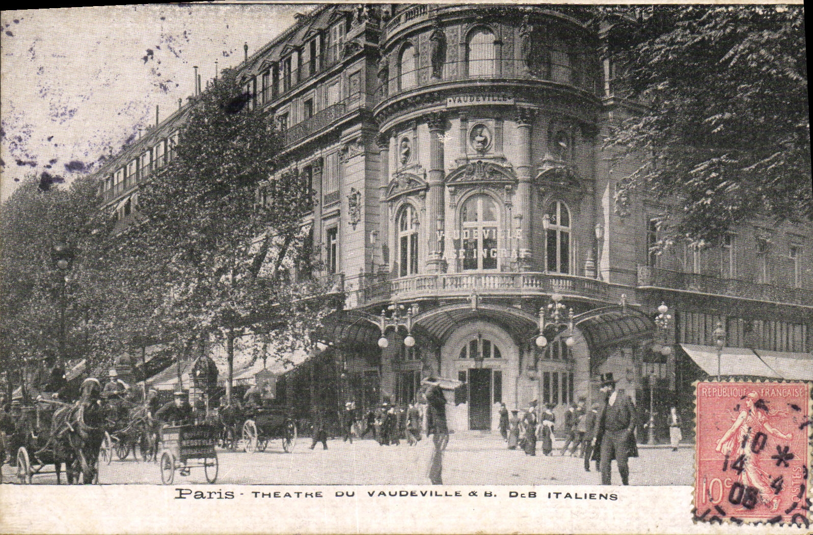 CPA Paris Theathe Du Vaudeville et Bd des Italiens