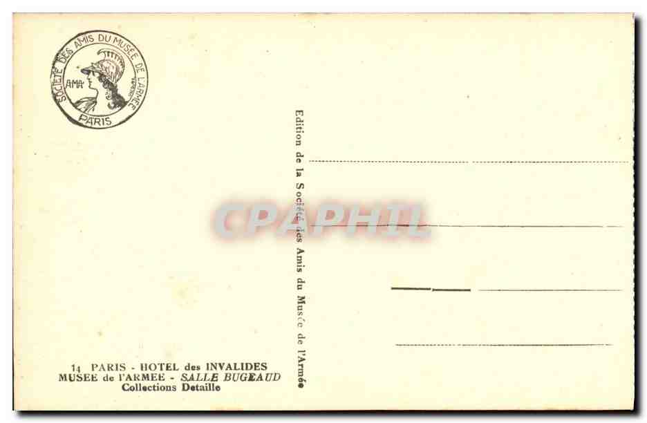CPA Paris Hotel des Invalides Musee de L Armee Salle Bugeaud — Rückseite
