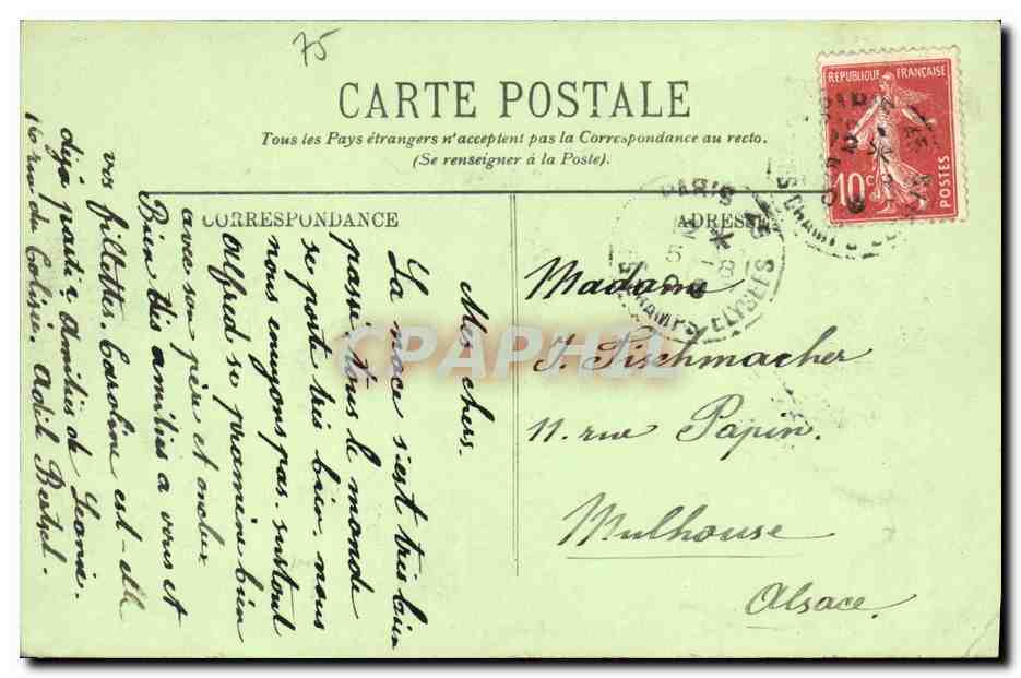 CPA Paris Le Pont Saint Michel et le Tribunal de Commerce — Rückseite