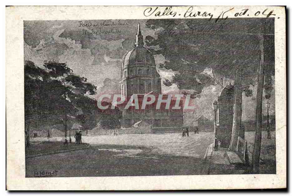 CPA Paris au clair de lune Invalides