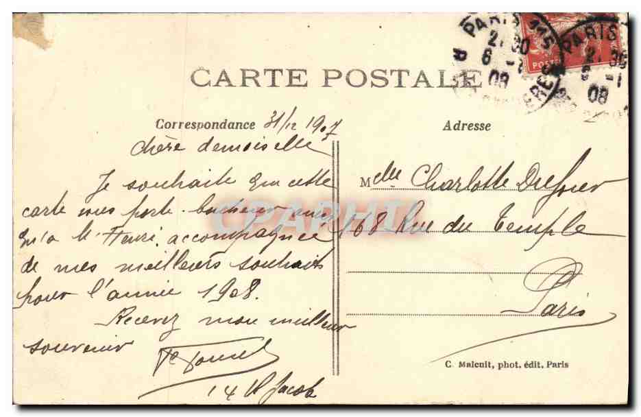 CPA Paris Trefle a quatre feuilles — Rückseite