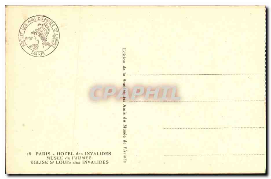 CPA Paris Hotel des Invalides Musee de L Armee — Rückseite