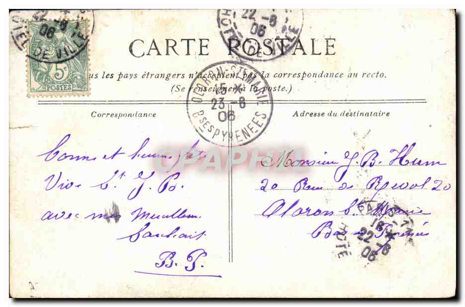 CPA Paris Statue De Raspail — Rückseite