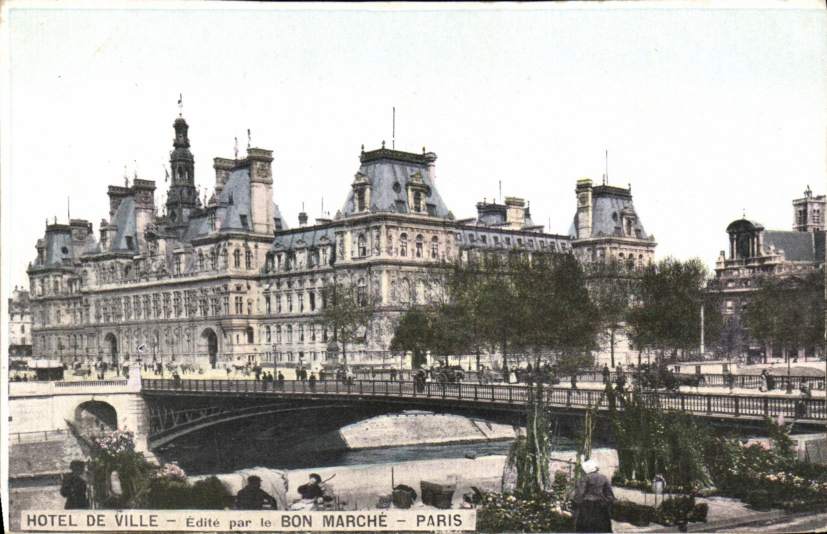 CPA Paris Hotel De Ville Bon Marche Marche aux fleurs