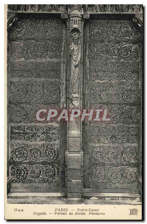 CPA Paris Notre Dame Facade Portail de Droite