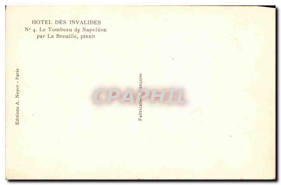 CPA Paris Lateral du Pantheon Tombeau de Napoleon 1er — Rückseite