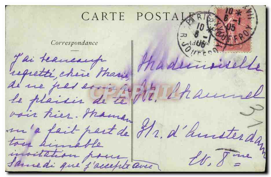 CPA Paris Ancien Hotel de Sens — Rückseite