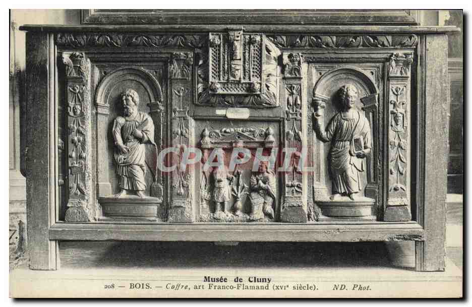 CPA Musee de Cluny Bois Coffre art Franco Flamand XVl e siecle