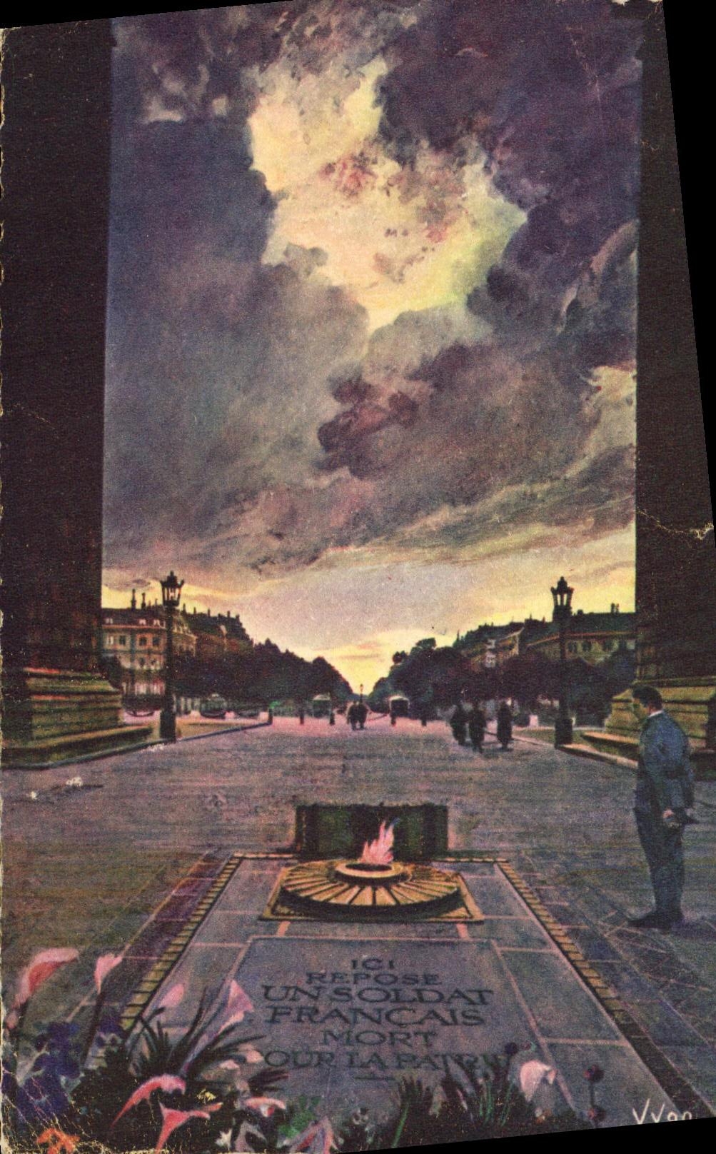 CPA Paris En Flanant Tombeau de Soldat Inconnu Arc de Triomphe Militaria