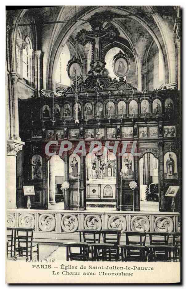 CPA Paris Eglise de Saint Julien le Pauvre Le Choeur avec l lconostase