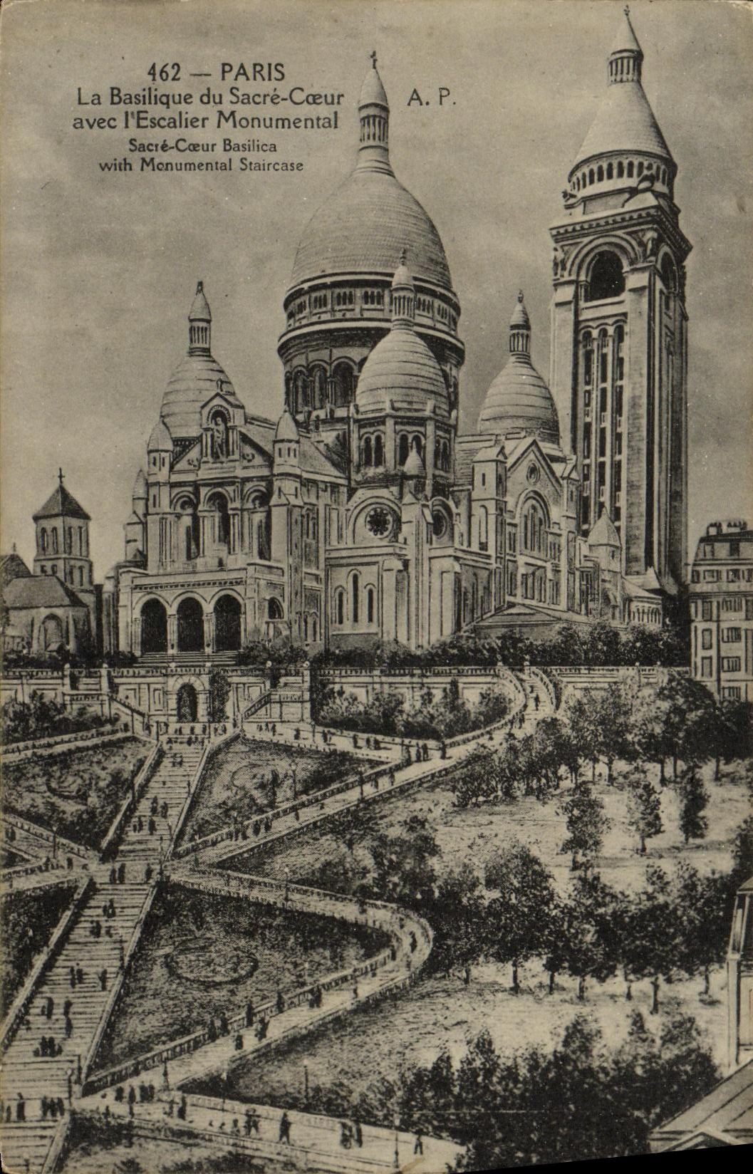 CPA Paris La Basilique du Sacre Coeur avec l Escalier Monumenatl 
