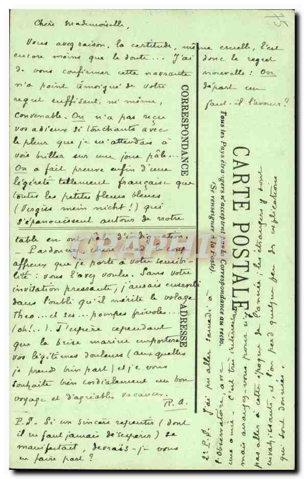 CPA Paris Notre Dame Une Chimere — Rückseite
