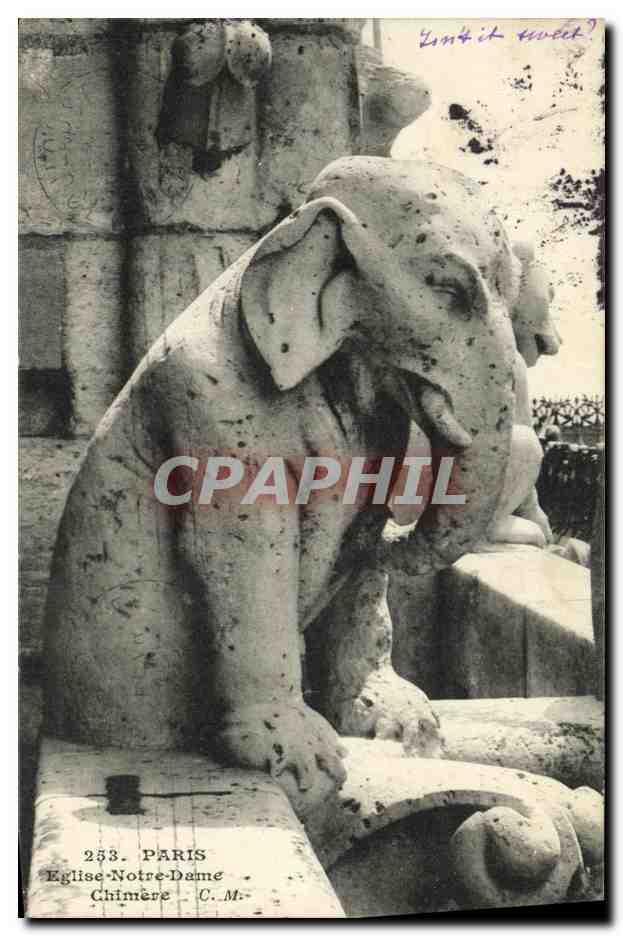 CPA Paris Eglise Notre Dame Chimere Elephant