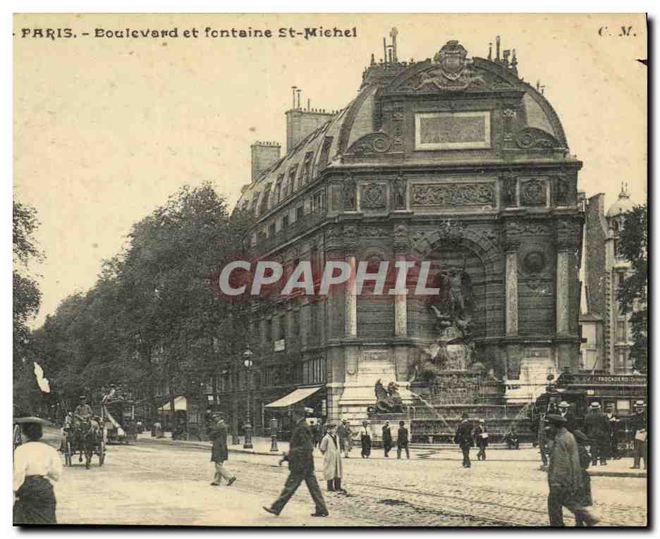 CPA Paris Boulevard et Fontaine St Michel