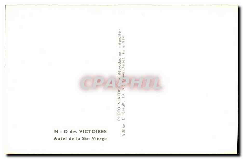 CPM Paris N D des Victoires Autel de la Ste Vierge — Verso