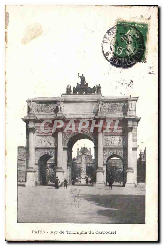 CPA Paris L Eglise St Augistin et le Boulevard Malesherbes collee a autre carte Arc de Triomphe Du Carrousel — Rückseite