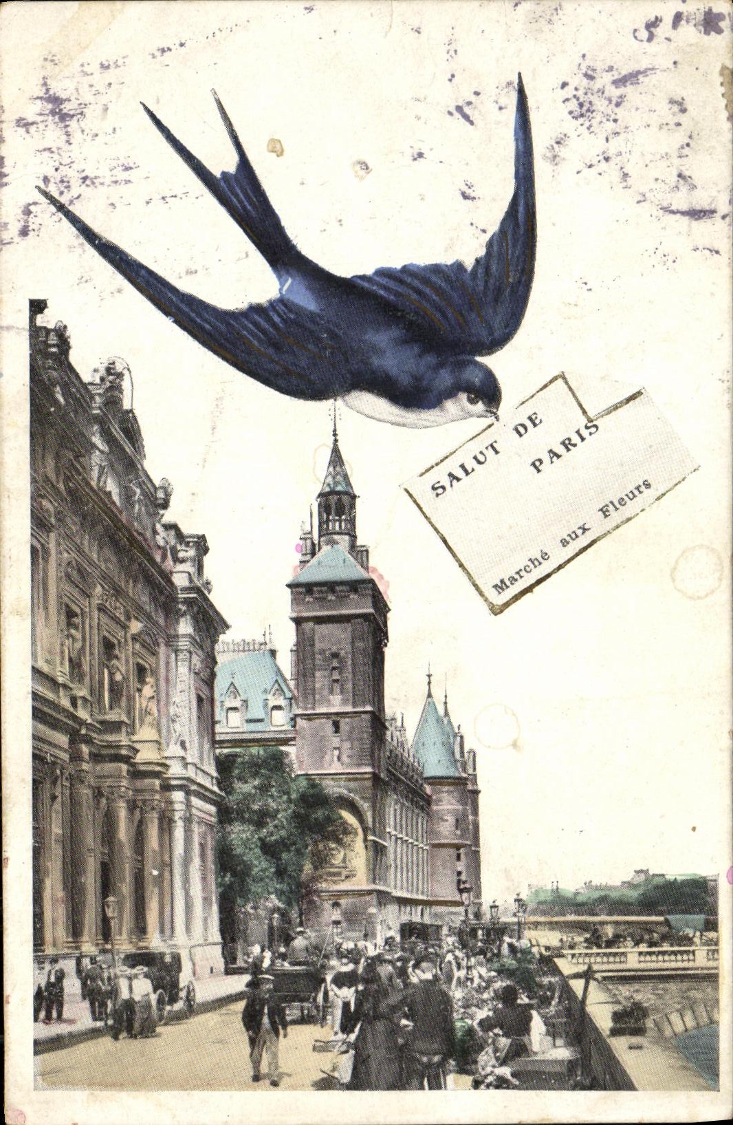 CPA Salut de Paris Marche aux fleurs Hirondelle