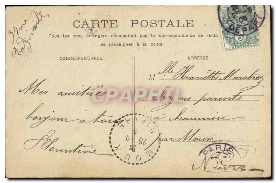 CPA Salut de Paris Marche aux fleurs Hirondelle — Rückseite