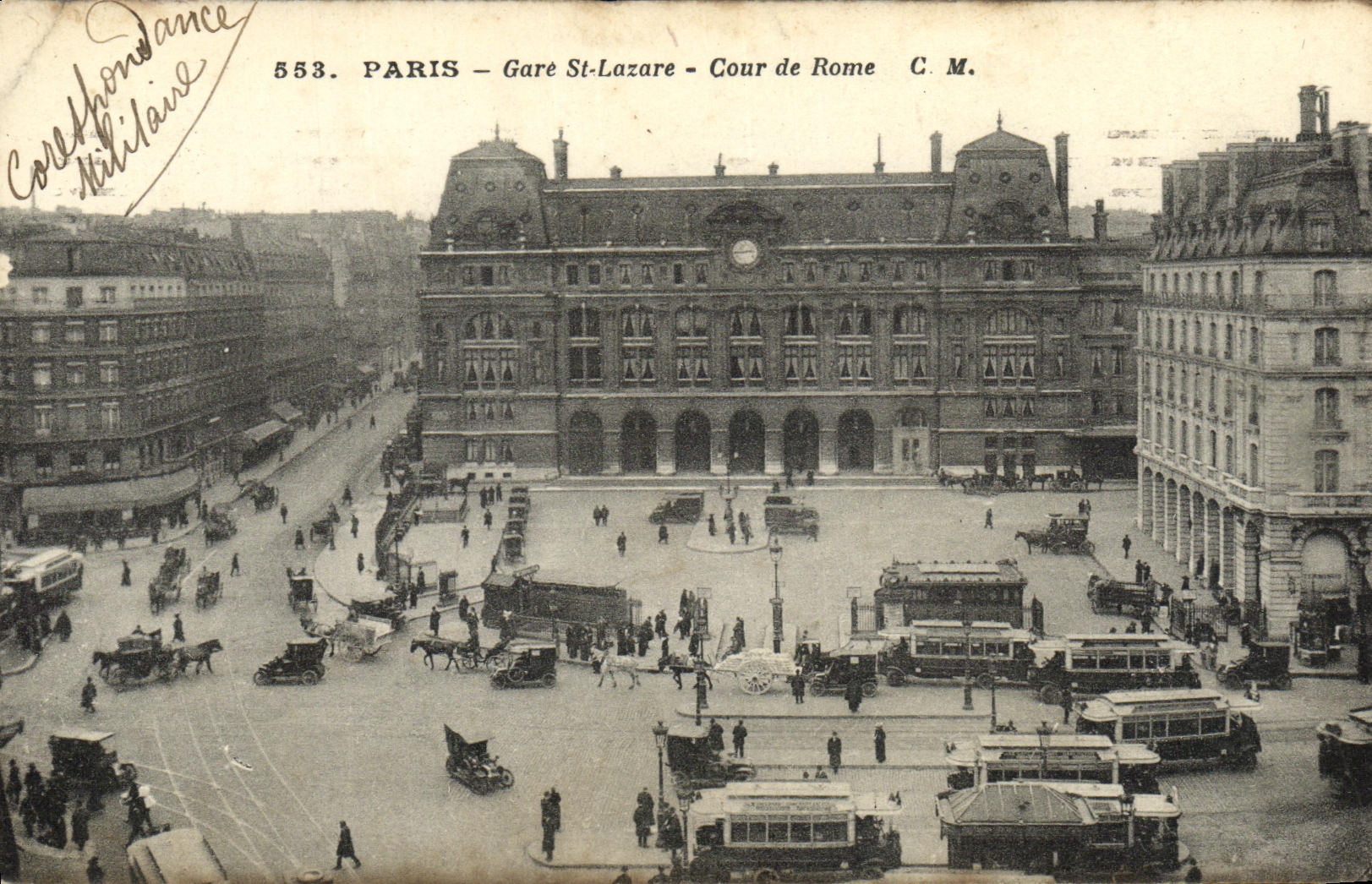 CPA Paris Gare St Lazare Cour de Rome 