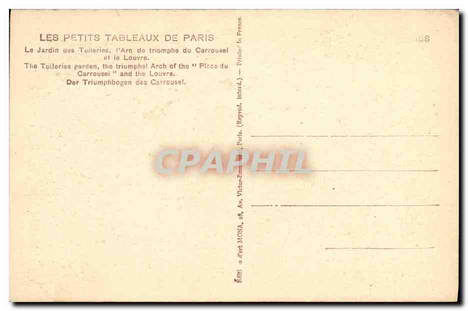 CPA Les Petits Tableaux de Paris Le Jardin des Tuileries  — Verso