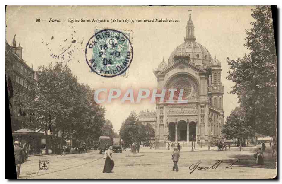 CPA Paris Eglise Saint Augustin boulevard Malesherbes