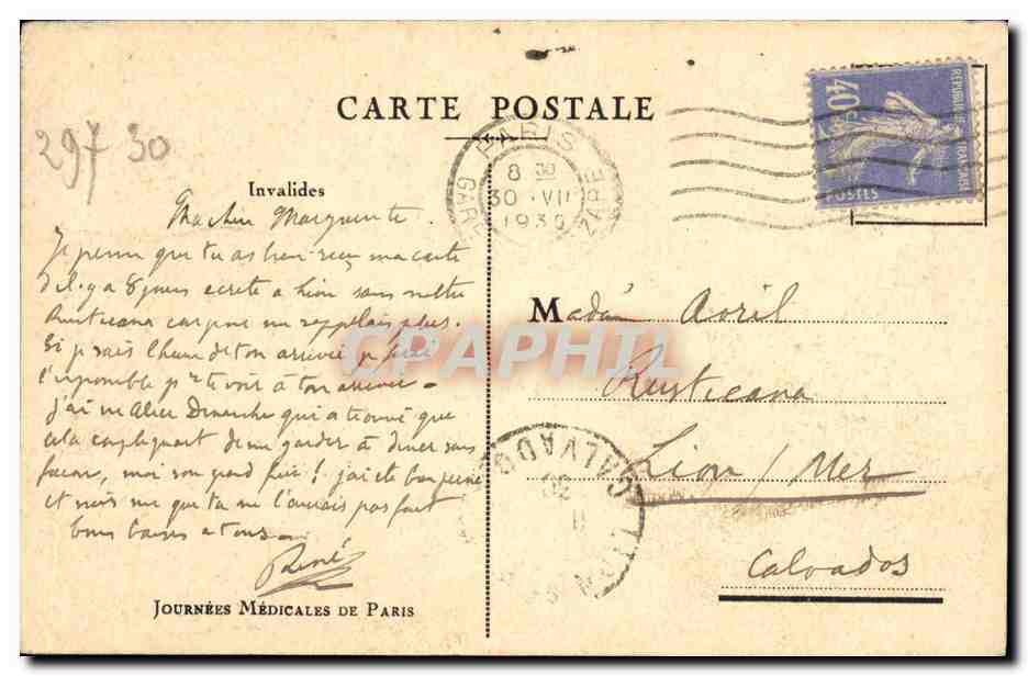 CPA Journees Medicales de Paris Invalides — Rückseite