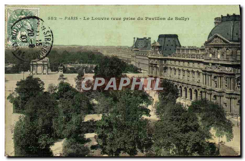 CPA Paris Le Louvre vue prise du Pavillon de Sully carte toilee 