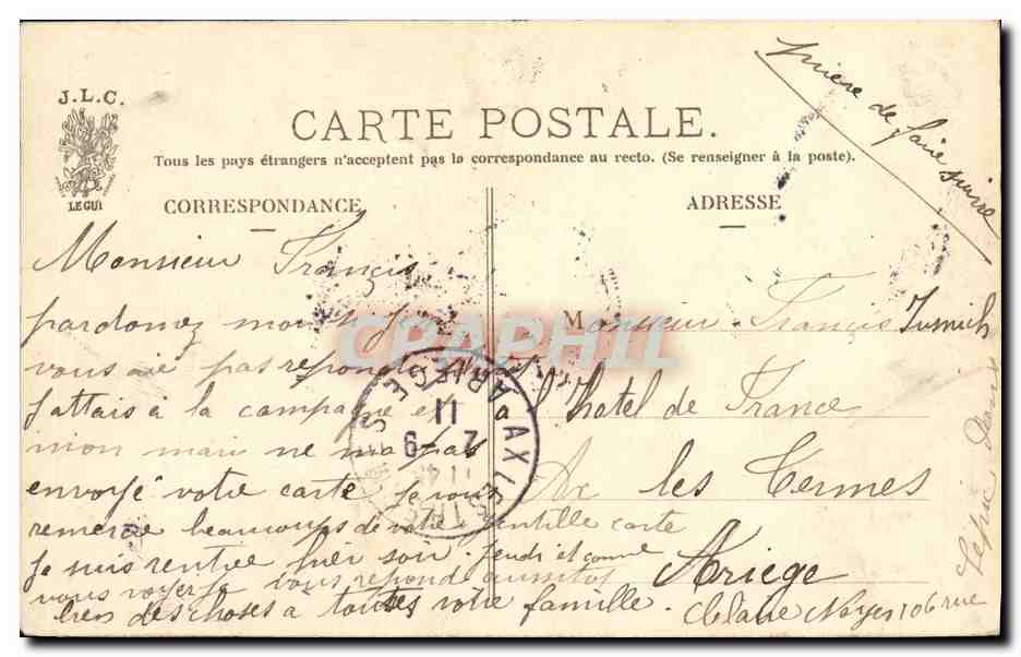 CPA Souvenir de Paris Trefle — Rückseite