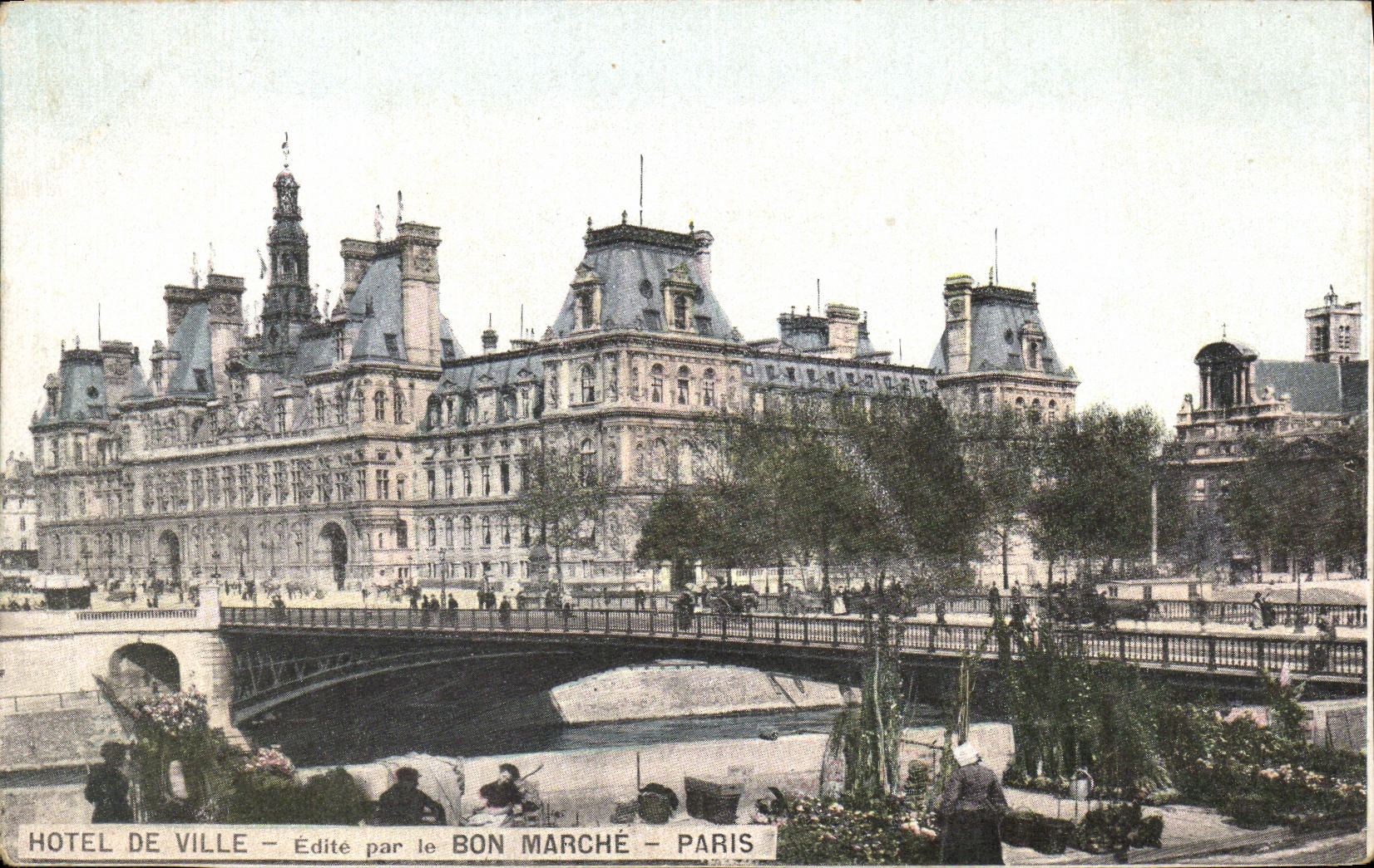 CPA Hotel de Ville Paris Marche aux fleurs