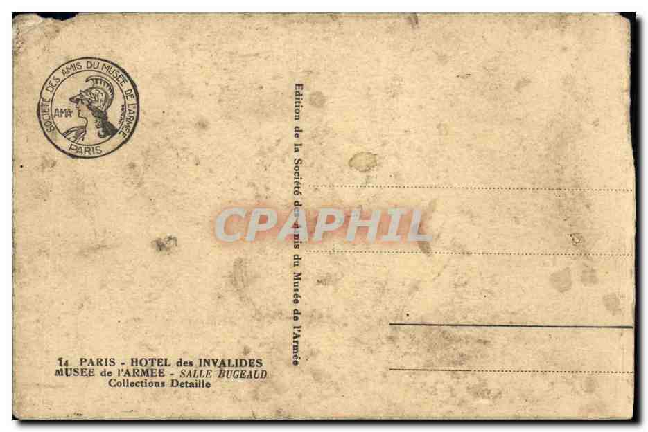 CPA Paris Hotel des Invalides Musee de l Armee Salle Bugeaud — Verso
