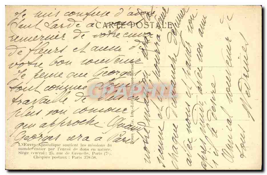 CPA Paris Au Pavillon des Missions La Crypte — Rückseite