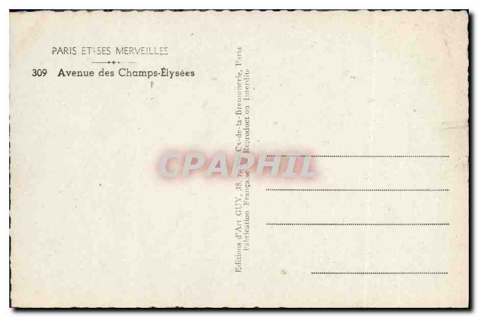 Avenue des Champs-Élysées — vue vers l'Arc de Triomphe — Éditions d'Art Guy — Reverso
