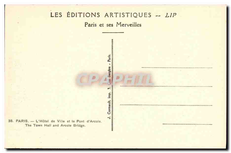 CPA Paris L Hotel de Ville et le Pont d Arcole  — Rückseite